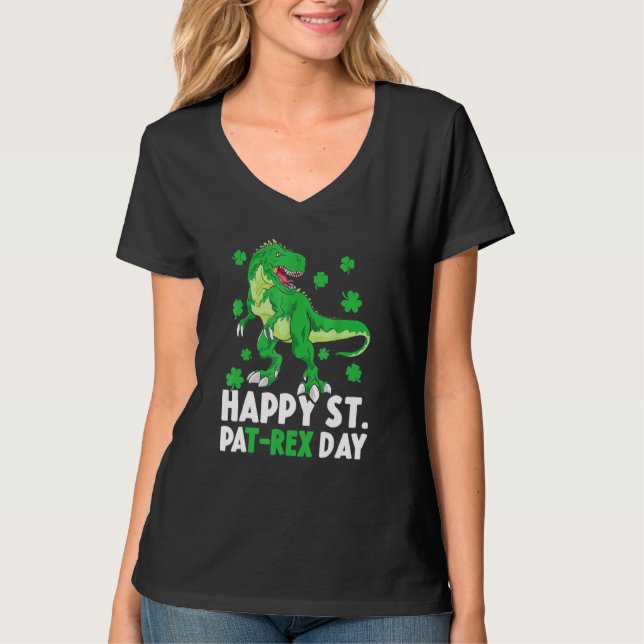 Lycklig St Pat Rex Dinosaur Saint patrick's day fö T Shirt (Framsida)