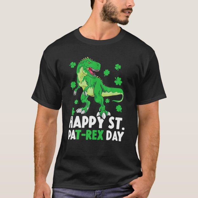 Lycklig St Pat Rex Dinosaur Saint patrick's day fö T Shirt (Framsida)