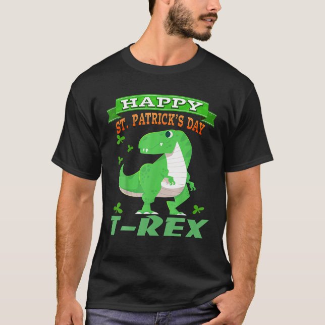 Lycklig St Pat-Rex Dinosaur Saint patrick's day fö T Shirt (Framsida)