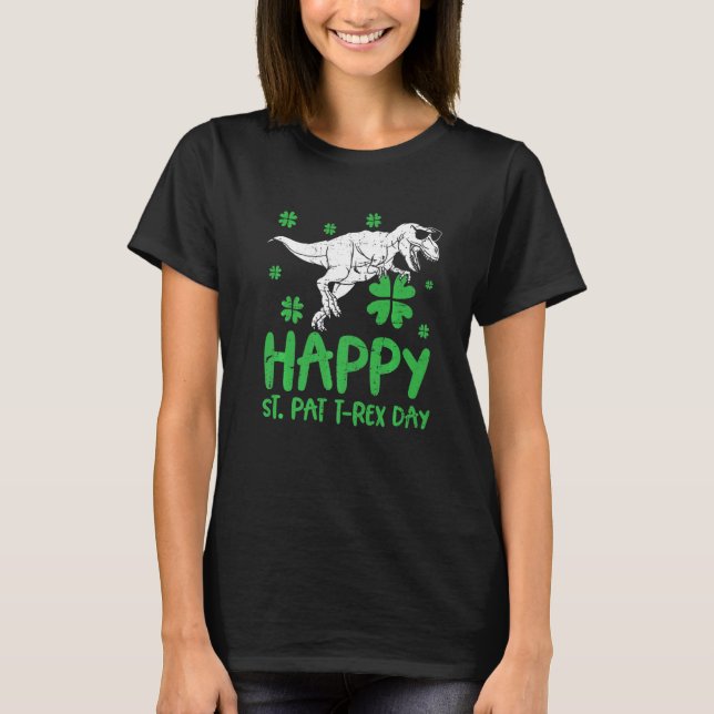 Lycklig St PaT Rex Dinosaur Saint patrick's day fö T Shirt (Framsida)