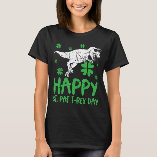 Lycklig St Pat Rex Dinosaur Saint patrick's day fö T Shirt (Framsida)