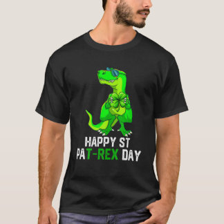 Lycklig St Pat Rex Patrick's Day Funny Dinosaur Bo T Shirt