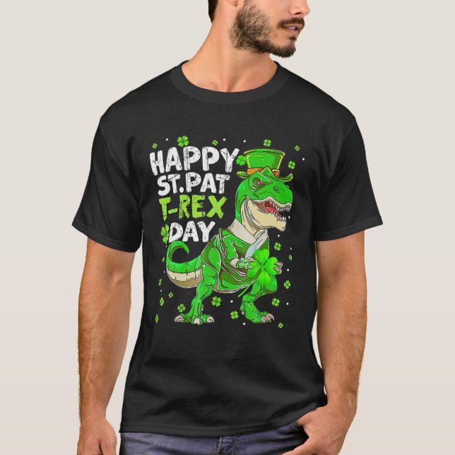 Lycklig St Pat Rex Saint patrick's day Dinosaur Bo T Shirt (Framsida)