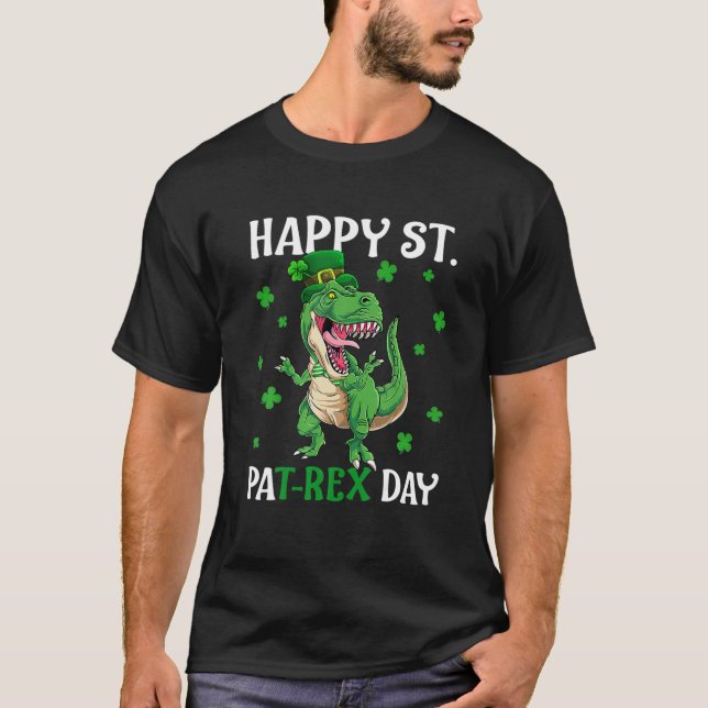 Lycklig St Pat Rex Saint patrick's day Dinosaur Bo T Shirt (Framsida)