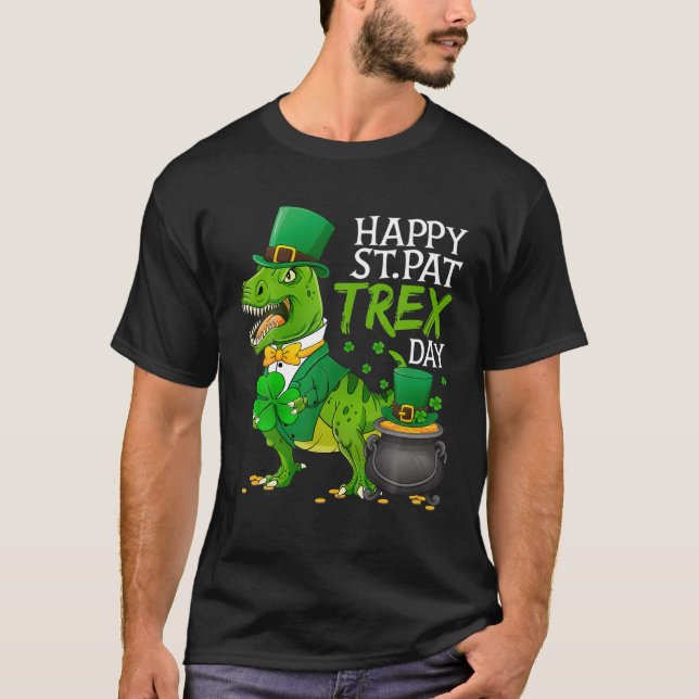 Lycklig St Pat Rex Saint patrick's day Dinosaur Bo T Shirt (Framsida)