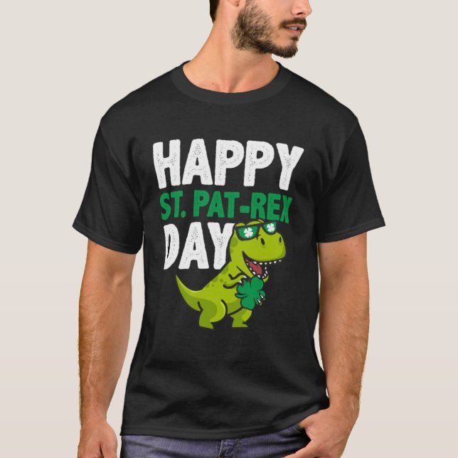 Lycklig St Pat Rex St patricks day Dinosaur Lucky  T Shirt (Framsida)