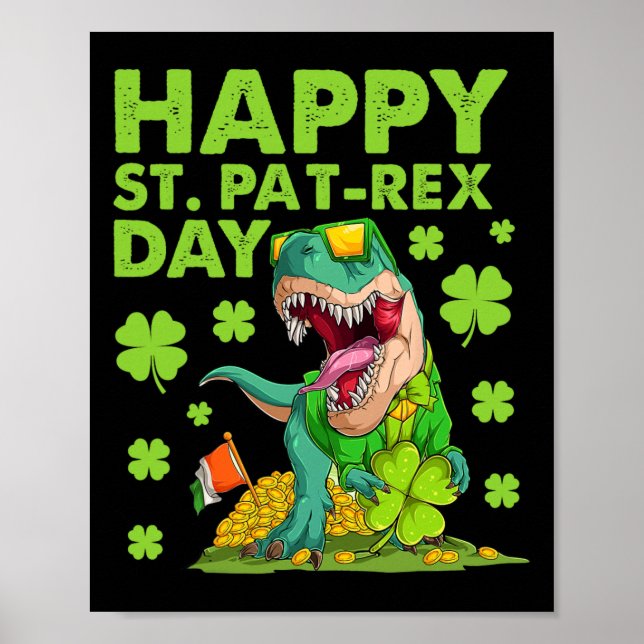 Lycklig St Pat T-rex Dag Dinosaur St Patricks Day  Poster (Framsidan)