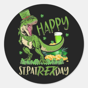 Lycklig St. Pat T-Rex Day St. Patrick Day Runt Klistermärke