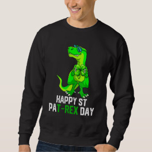Lycklig St Pat T Rex Patrick S Day Funny Dinosaur Lång Ärmad Tröja