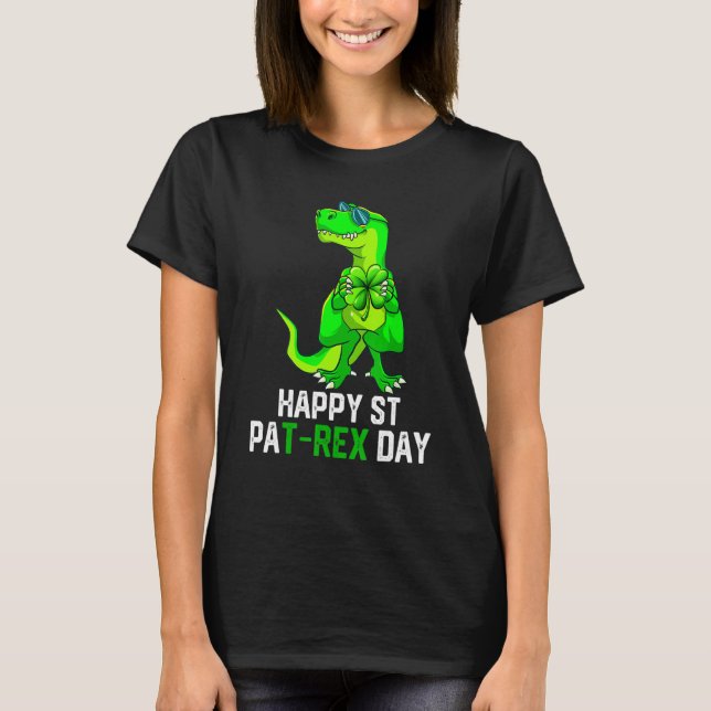 Lycklig St Pat T Rex Patrick S Day Funny Dinosaur  Shirt (Framsida)