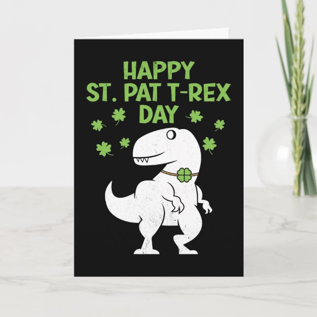 Lycklig St. Pat T-Rex Patrick's Day Rolig Dinosaur Kort (Framsida)