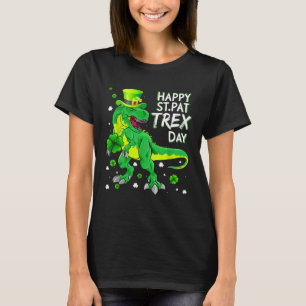 Lycklig St Pat T Rex Saint patrick's day Boys Kids Shirt