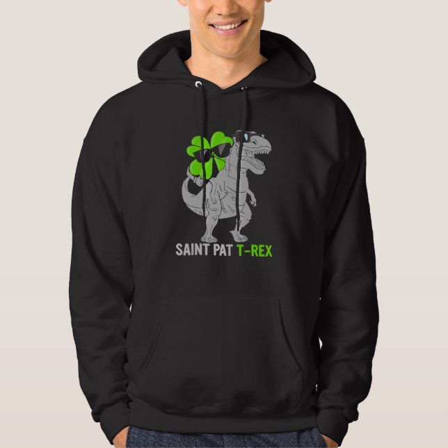 Lycklig St Pat T Rex Saint patrick's day Dinosaur  Hoodie (Framsida)