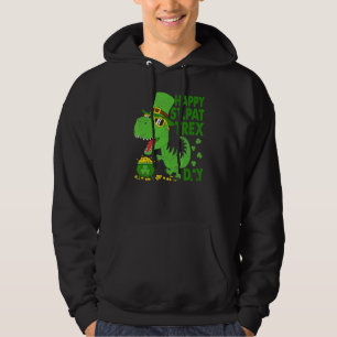 Lycklig St Pat T Rex Saint patrick's day Dinosaur Hoodie