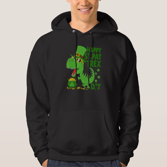 Lycklig St Pat T Rex Saint patrick's day Dinosaur  Hoodie (Framsida)