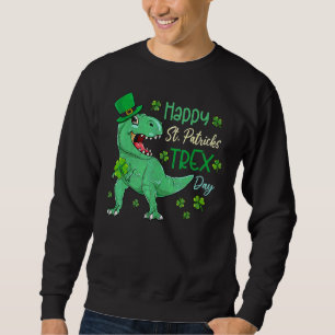 Lycklig St Pat T Rex Saint patrick's day Dinosaur  Lång Ärmad Tröja