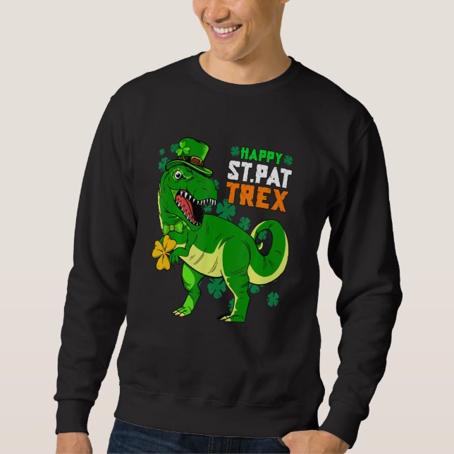 Lycklig St Pat T Rex Saint patrick's day Dinosaur  Lång Ärmad Tröja (Framsida)