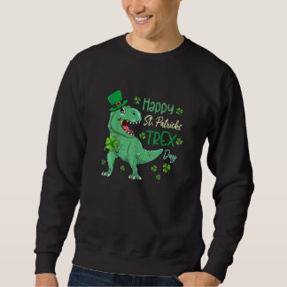Lycklig St Pat T Rex Saint patrick's day Dinosaur  Lång Ärmad Tröja