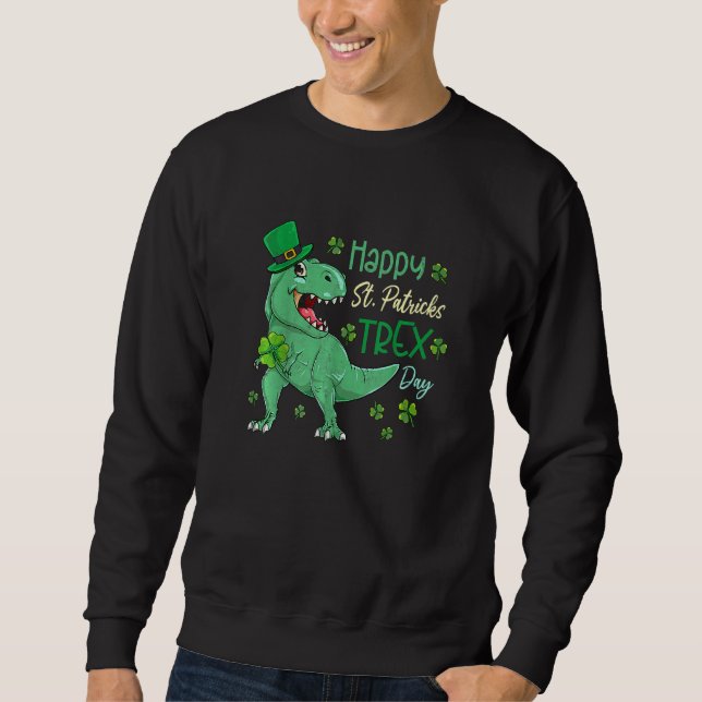Lycklig St Pat T Rex Saint patrick's day Dinosaur  Lång Ärmad Tröja (Framsida)