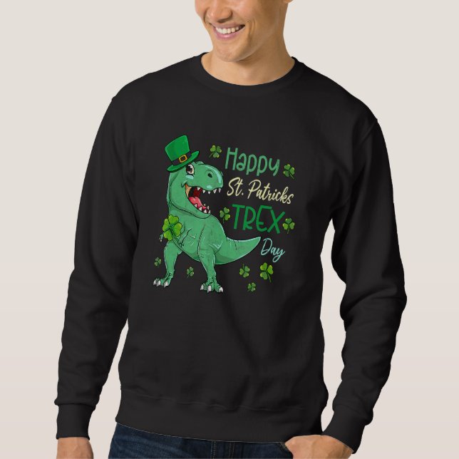 Lycklig St Pat T-Rex Saint patrick's day Dinosaur  Lång Ärmad Tröja (Framsida)