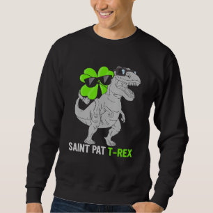 Lycklig St Pat T Rex Saint patrick's day Dinosaur Lång Ärmad Tröja