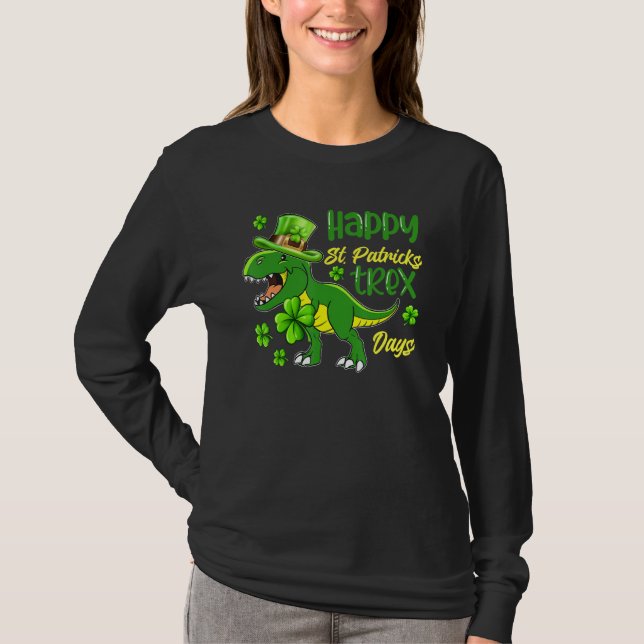 Lycklig St Pat T Rex Saint patrick's day Dinosaur  Shirt (Framsida)