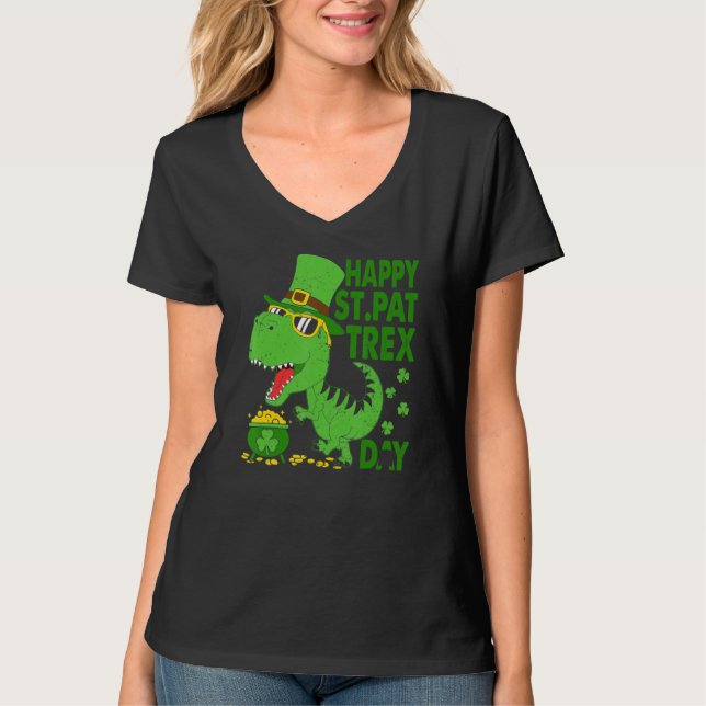 Lycklig St Pat T Rex Saint patrick's day Dinosaur  Shirt (Framsida)
