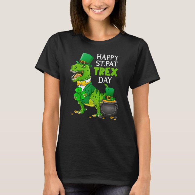 Lycklig St Pat T Rex Saint patrick's day Dinosaur  Shirt (Framsida)