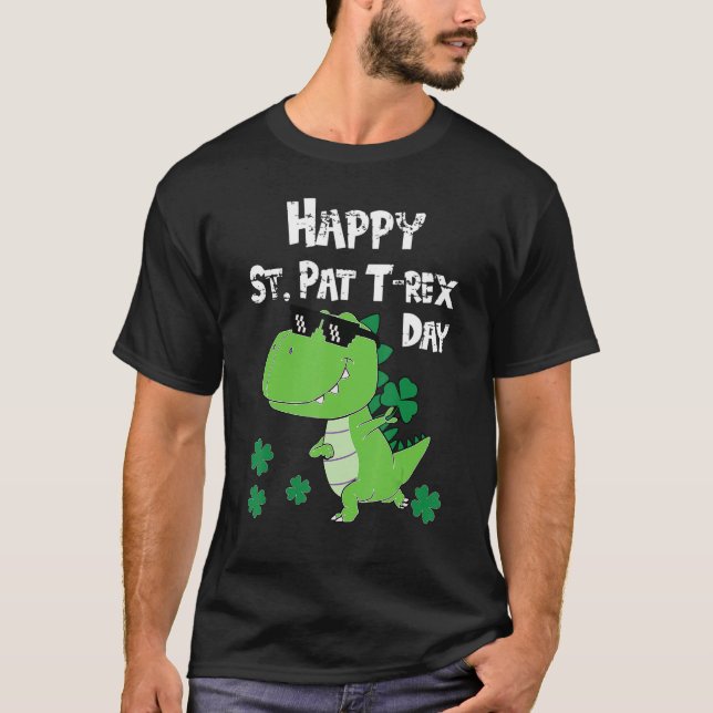 Lycklig St Pat T Rex Saint patrick's day Dinosaur  Shirt (Framsida)