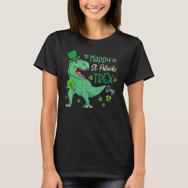 Lycklig St Pat T-Rex Saint patrick's day Dinosaur  T Shirt (Framsida)