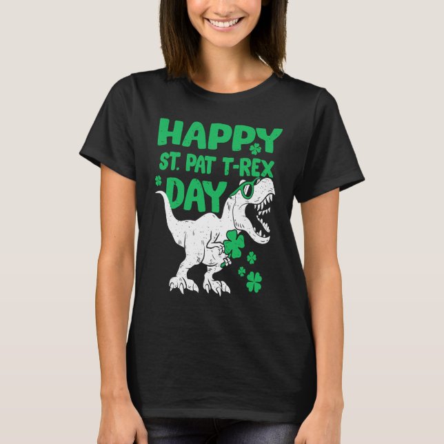 Lycklig St Pat T-Rex Saint patrick's day Dinosaur  T Shirt (Framsida)