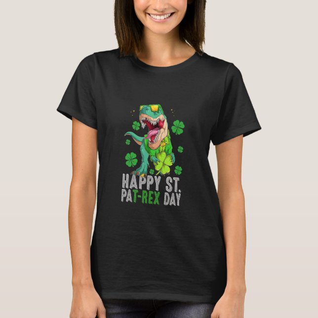 Lycklig St Pat T-Rex Saint patrick's day Dinosaur  T Shirt (Framsida)