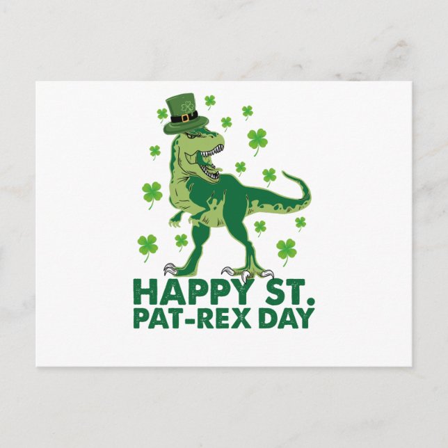 Lycklig St Pat T-Rex Saint patrick's day Dinosaur Vykort (Framsida)