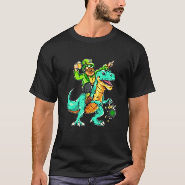 Lycklig St Pat T Rex Saint patrick's day Leprechau T Shirt (Framsida)