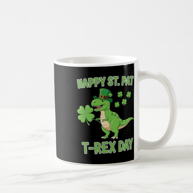 Lycklig St Pat Trex Dag Rolig Dinosaur Shamrock Tu Kaffemugg (Höger)