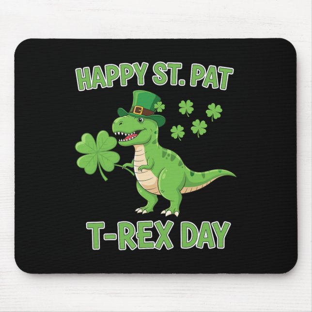 Lycklig St Pat Trex Dag Rolig Dinosaur Shamrock Tu Musmatta (Framsidan)
