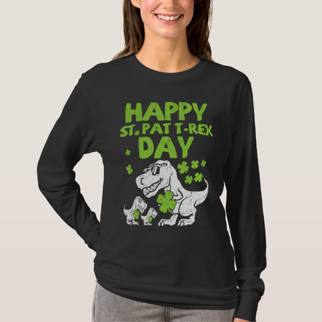 Lycklig St Pat Trex Dag T Rex Dinosaur St Patrick' Shirt (Framsida)
