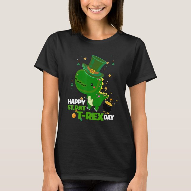 Lycklig St Pat Trex Day Dino Dinosaur St Patricks  T Shirt (Framsida)