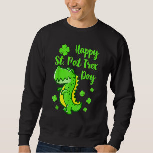 Lycklig St Pat Trex Day Dinosaur Funny St Patricks Lång Ärmad Tröja
