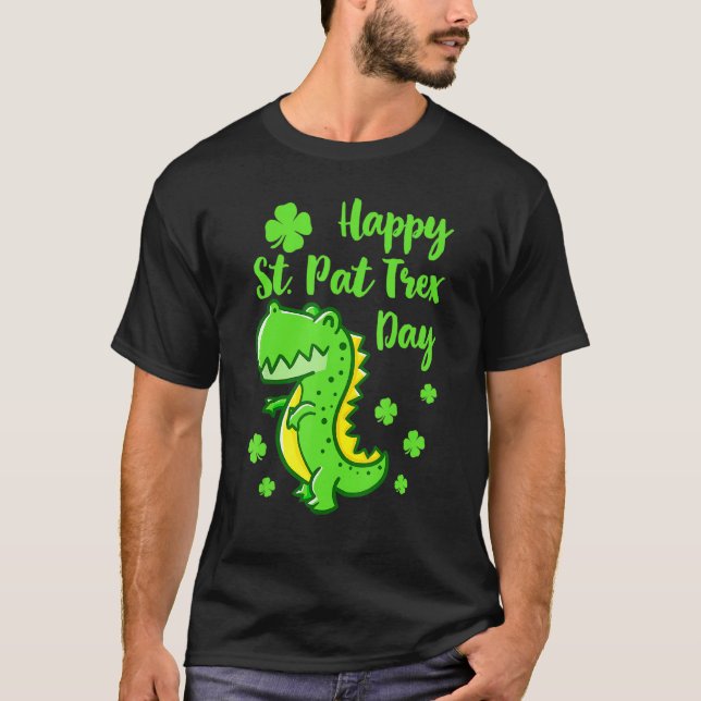 Lycklig St Pat Trex Day Dinosaur Funny St Patricks T Shirt (Framsida)