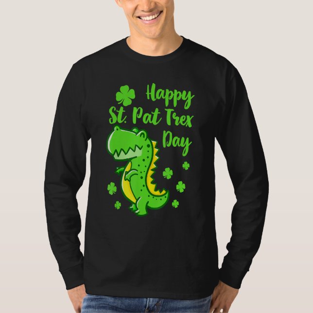 Lycklig St Pat Trex Day Dinosaur Funny St Patricks T Shirt (Framsida)