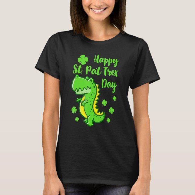 Lycklig St Pat Trex Day Dinosaur Funny St Patricks T Shirt (Framsida)