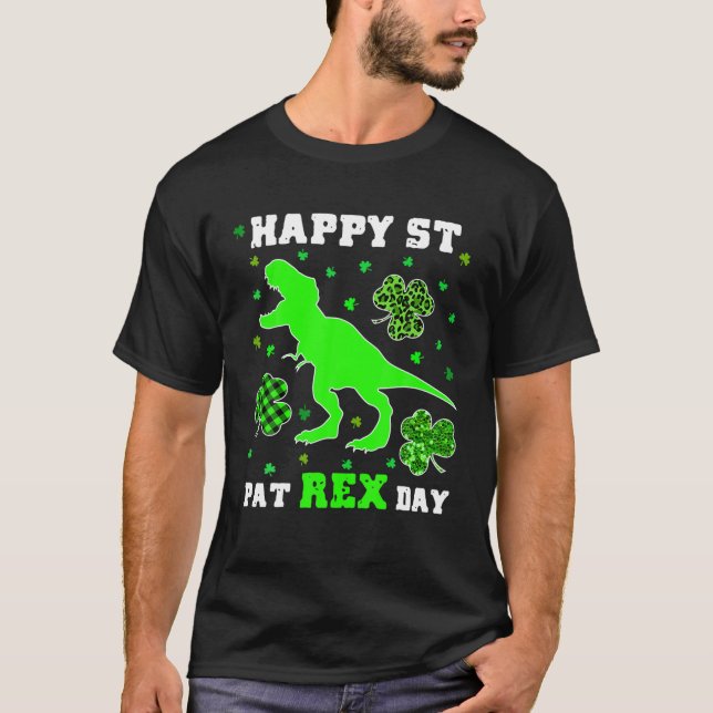 Lycklig St Pat Trex Day Dinosaur Patricks Day Lepr T Shirt (Framsida)