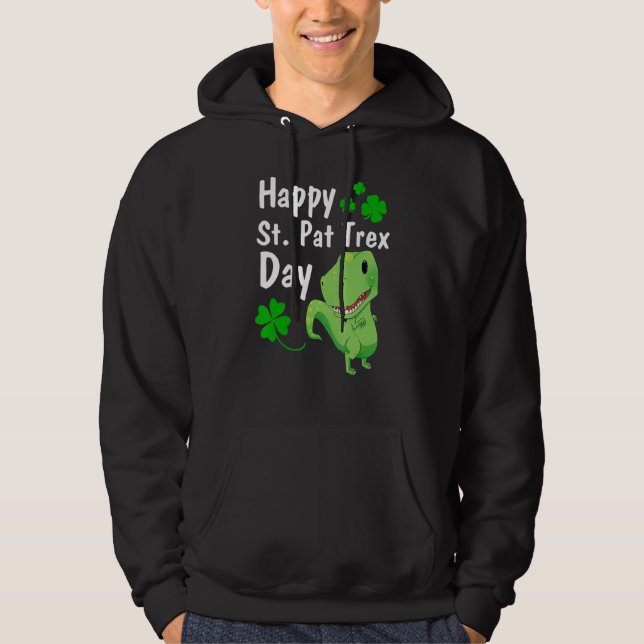 Lycklig St Pat Trex Day Dinosaur St Patrick' 1 Hoodie (Framsida)