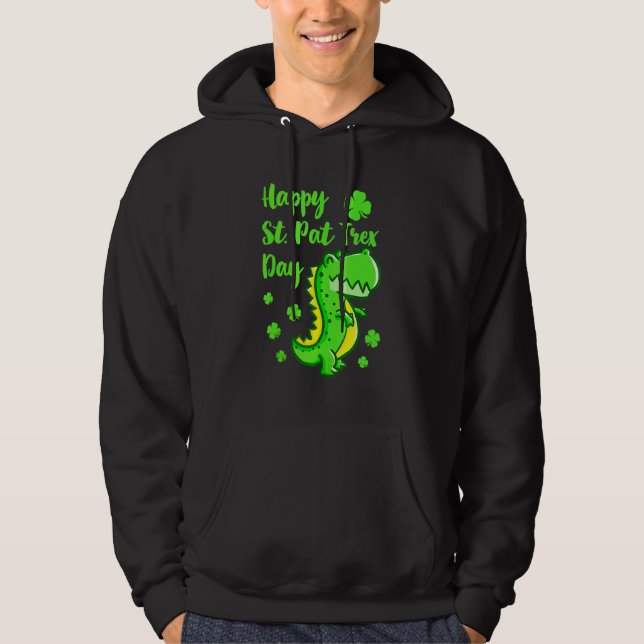Lycklig St Pat Trex Day Dinosaur St patrick's day  Hoodie (Framsida)