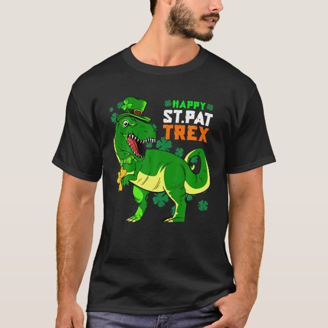Lycklig St Pat Trex Day Saint patrick Dinosaur Boy T Shirt (Framsida)