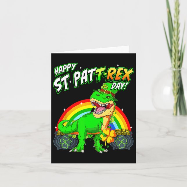 Lycklig St Pat Trex Day St patricks day Cute Dinos Kort (Framsida)