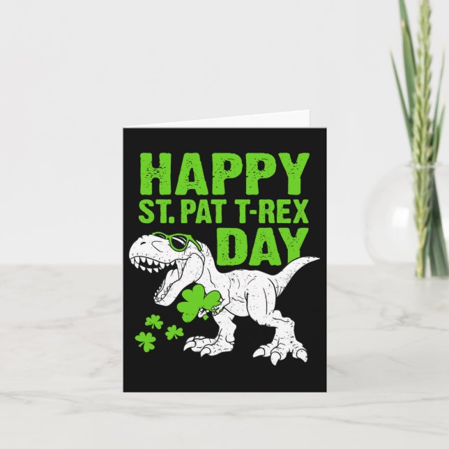 Lycklig St Pat Trex Day St Patricks Dinosaur Småba Kort (Framsida)