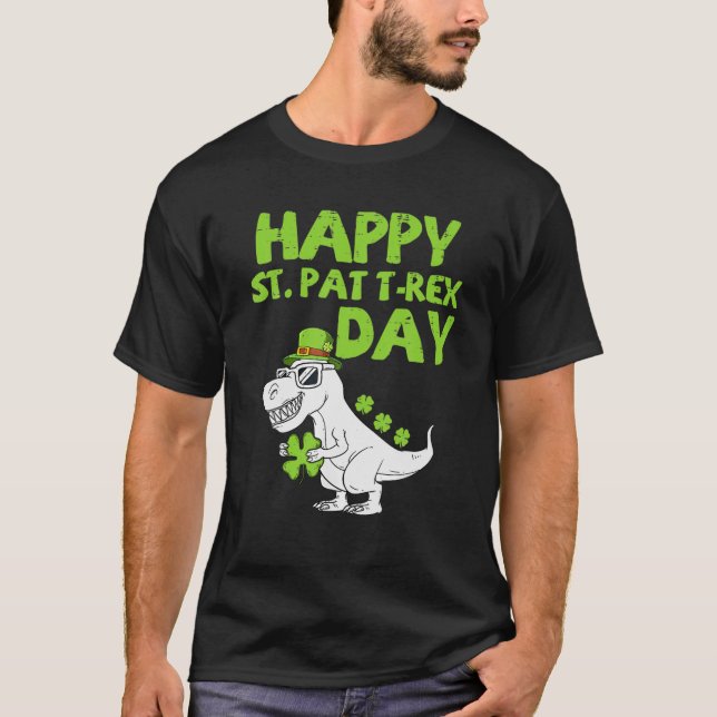 Lycklig St Pat Trex Day Trex Funny St patrick's da T Shirt (Framsida)