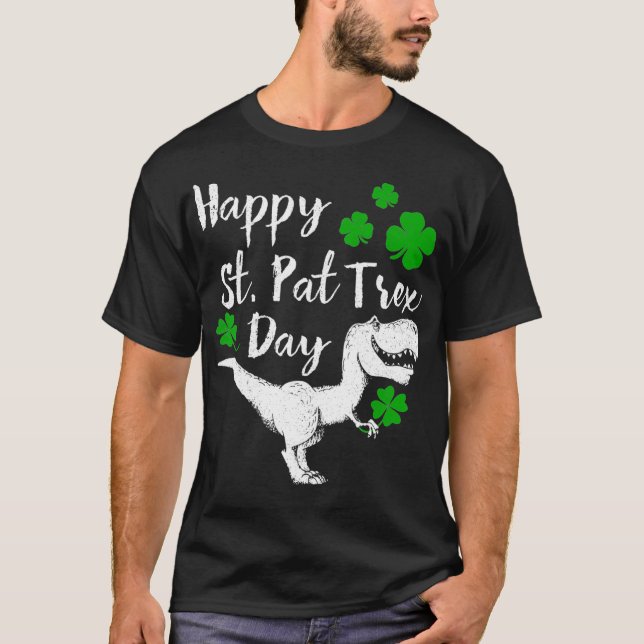 Lycklig St Pat Trex Dinosaur St patricks day T Shirt (Framsida)